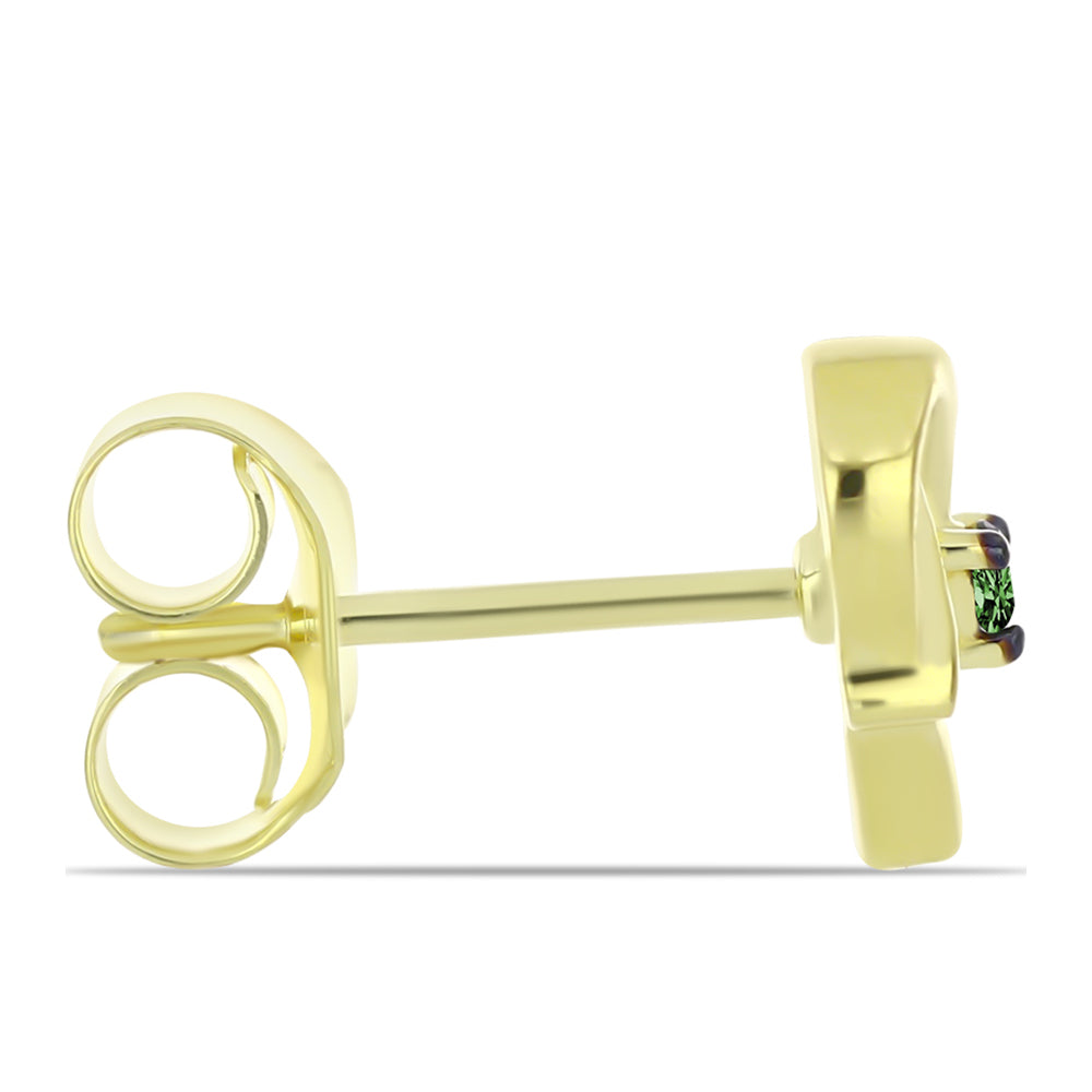 Pendientes de Plata Bañada en Oro con Diamante Verde 2 