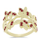 Anillo de Plata Bañada en Oro con Majestuosa moisanita roja
