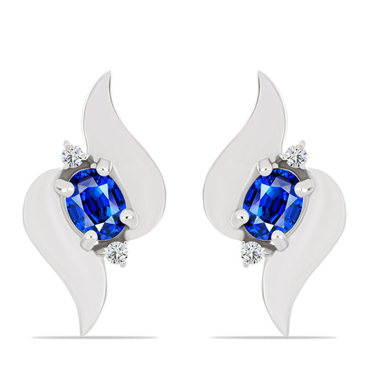 Pendientes de Plata con Zafiro Azul Australiano y Topacio Blanco
