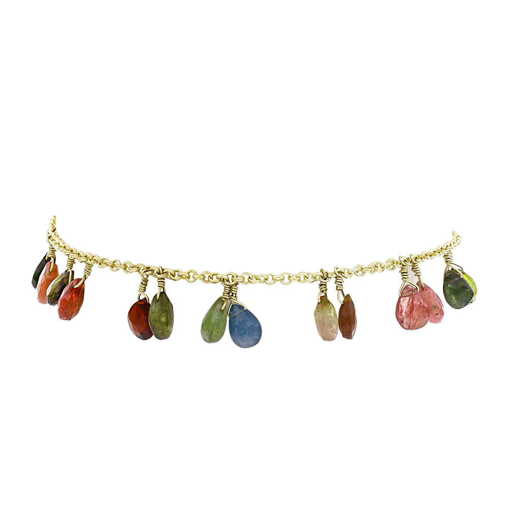 Pulsera de Plata Bañada en Oro con Chakra Turmalina 2 