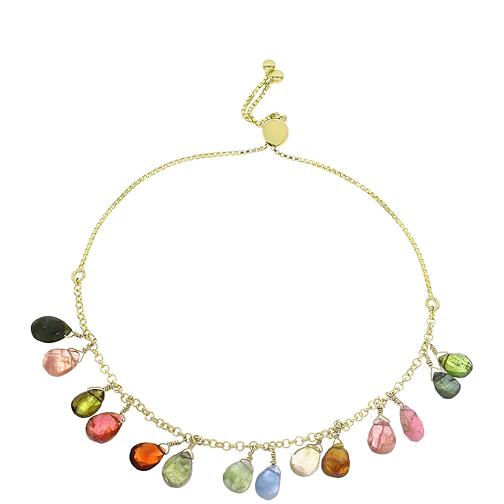 Pulsera de Plata Bañada en Oro con Chakra Turmalina 1 