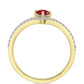 Anillo de Plata Bañada en Oro con Majestuosa moisanita roja y Topacio Blanco