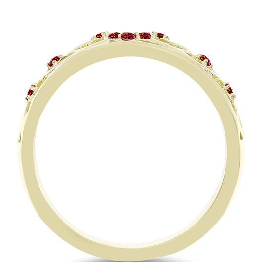 Anillo de Plata Bañada en Oro con Majestuosa moisanita roja