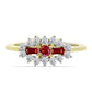 Anillo de Plata Bañada en Oro con Majestuosa moisanita roja y Topacio Blanco