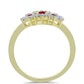 Anillo de Plata Bañada en Oro con Majestuosa moisanita roja y Topacio Blanco