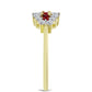 Anillo de Plata Bañada en Oro con Majestuosa moisanita roja y Topacio Blanco