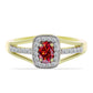 Anillo de Plata Bañada en Oro con Majestuosa moisanita roja y Topacio Blanco