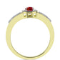 Anillo de Plata Bañada en Oro con Majestuosa moisanita roja y Topacio Blanco