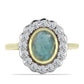 Anillo de Plata Bañada en Oro con Labradorita y Topacio Blanco