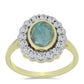 Anillo de Plata Bañada en Oro con Labradorita y Topacio Blanco