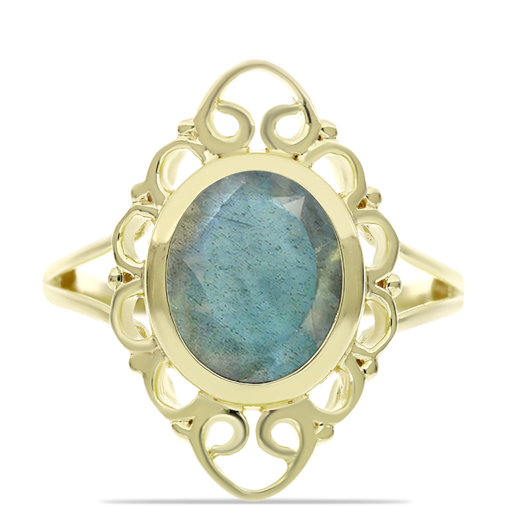 Anillo de Plata Bañada en Oro con Labradorita 1 