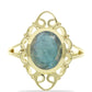 Anillo de Plata Bañada en Oro con Labradorita