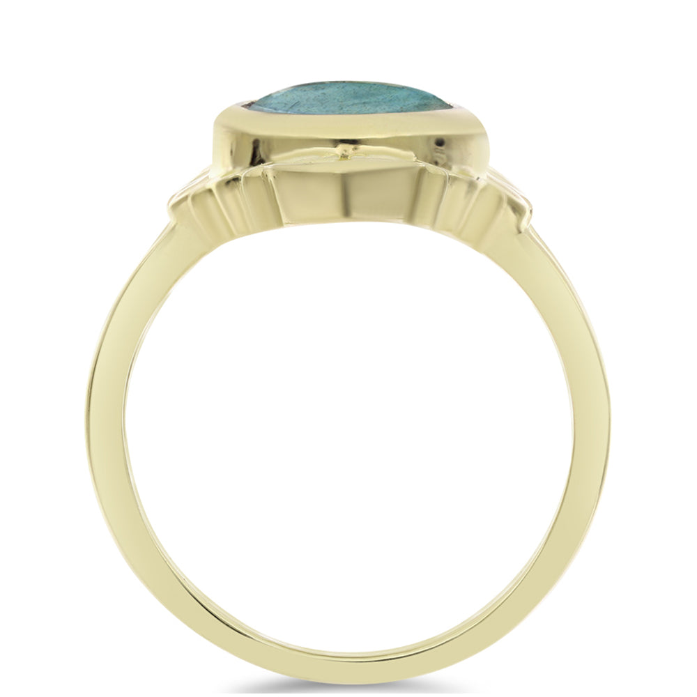 Anillo de Plata Bañada en Oro con Labradorita 2 
