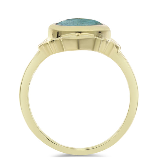 Anillo de Plata Bañada en Oro con Labradorita