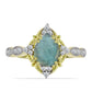 Anillo de Plata Bañada en Oro con Labradorita y Topacio Blanco