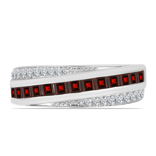 Anillo de Plata con Granate Barton y Topacio Blanco