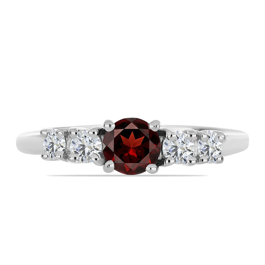 Anillo de Plata con Granate Barton y Topacio Blanco