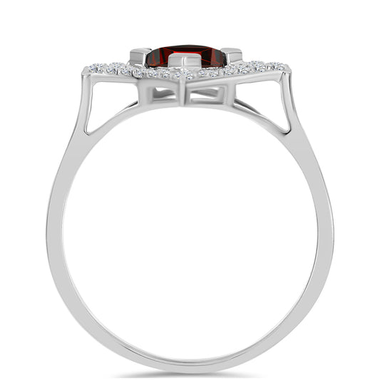Anillo de Plata con Granate Barton y Topacio Blanco