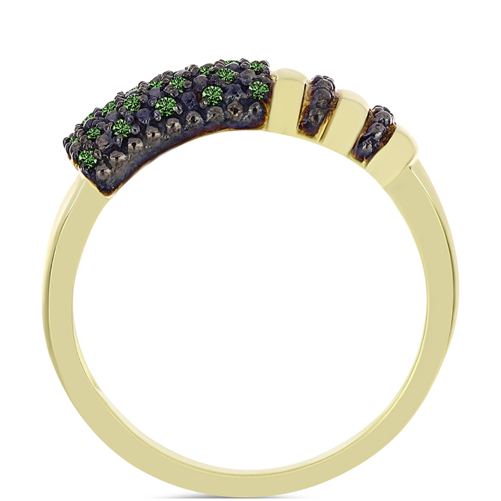 Anillo de Plata Bañada en Oro con Diamante Verde 2 