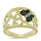 Anillo de Plata Bañada en Oro con Diamante Verde y Diamante blanco
