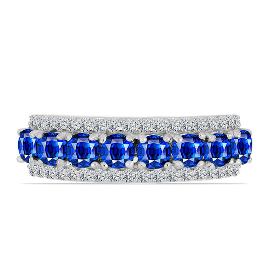 Anillo de Plata con Zafiro Azul Australiano y Topacio Blanco