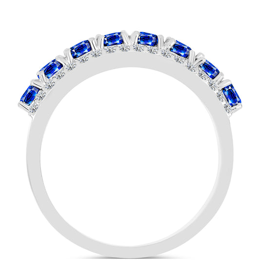 Anillo de Plata con Zafiro Azul Australiano y Topacio Blanco