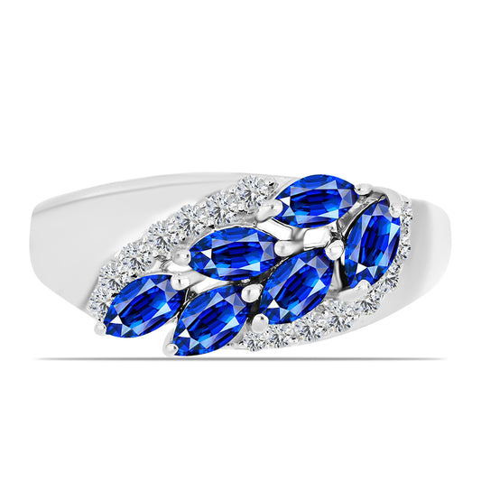 Anillo de Plata con Zafiro Azul Australiano y Topacio Blanco