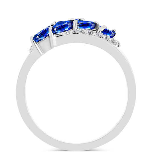 Anillo de Plata con Zafiro Azul Australiano y Topacio Blanco