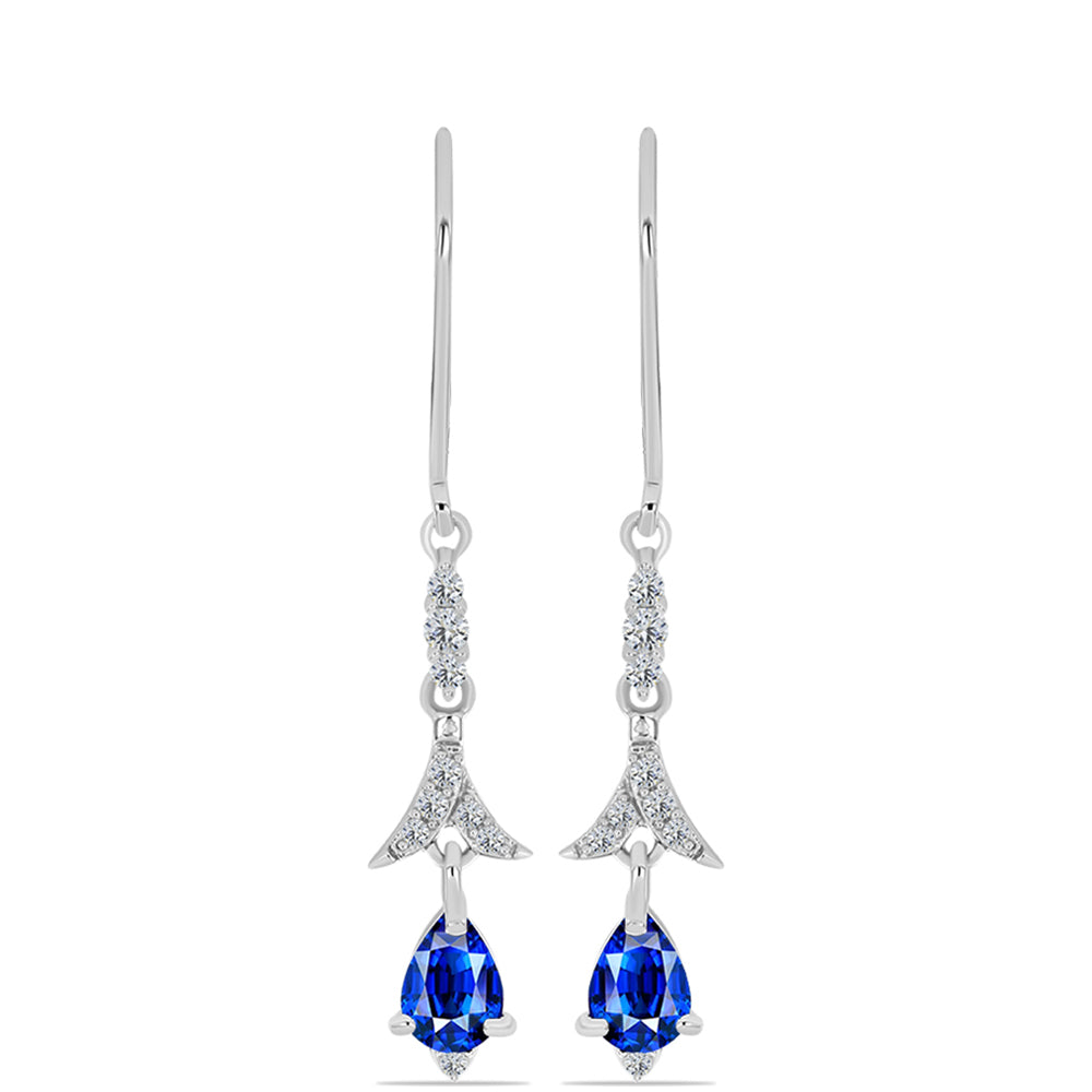 Pendientes de Plata con Zafiro Azul Australiano y Topacio Blanco 1 