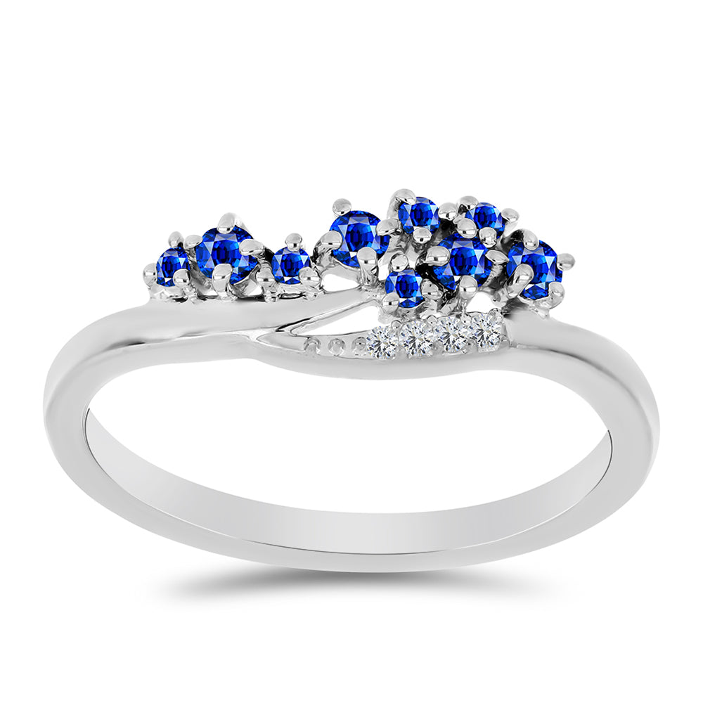 Anillo de Plata con Zafiro Azul Australiano y Topacio Blanco 3 