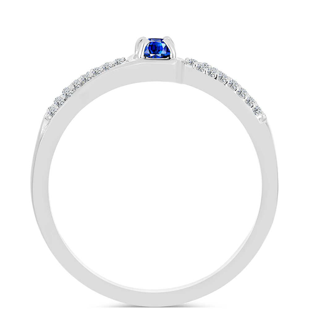 Anillo de Plata con Zafiro Azul Australiano y Topacio Blanco 2 