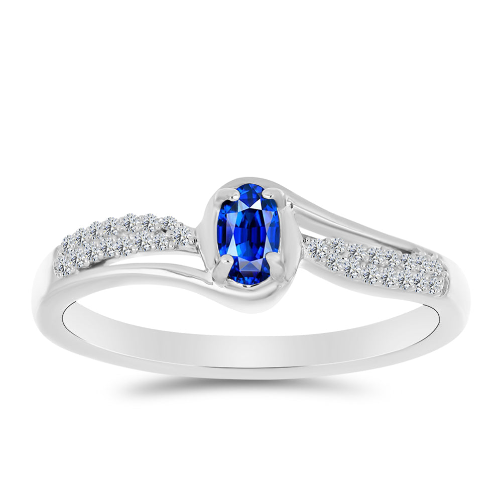 Anillo de Plata con Zafiro Azul Australiano y Topacio Blanco 3 