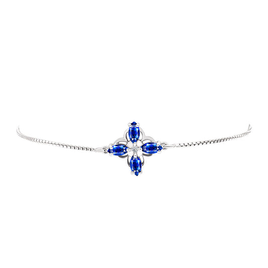 Pulsera de Plata con Zafiro Azul Australiano y Topacio Blanco