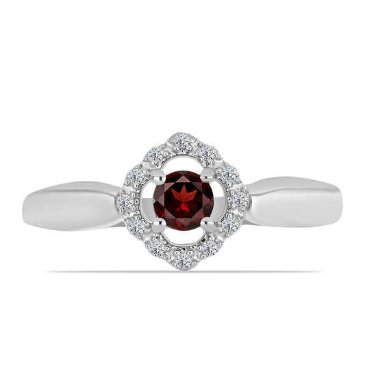 Anillo de Plata con Granate Barton y Topacio Blanco