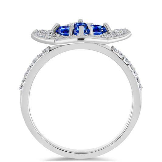 Anillo de Plata con Zafiro Azul Australiano y Topacio Blanco