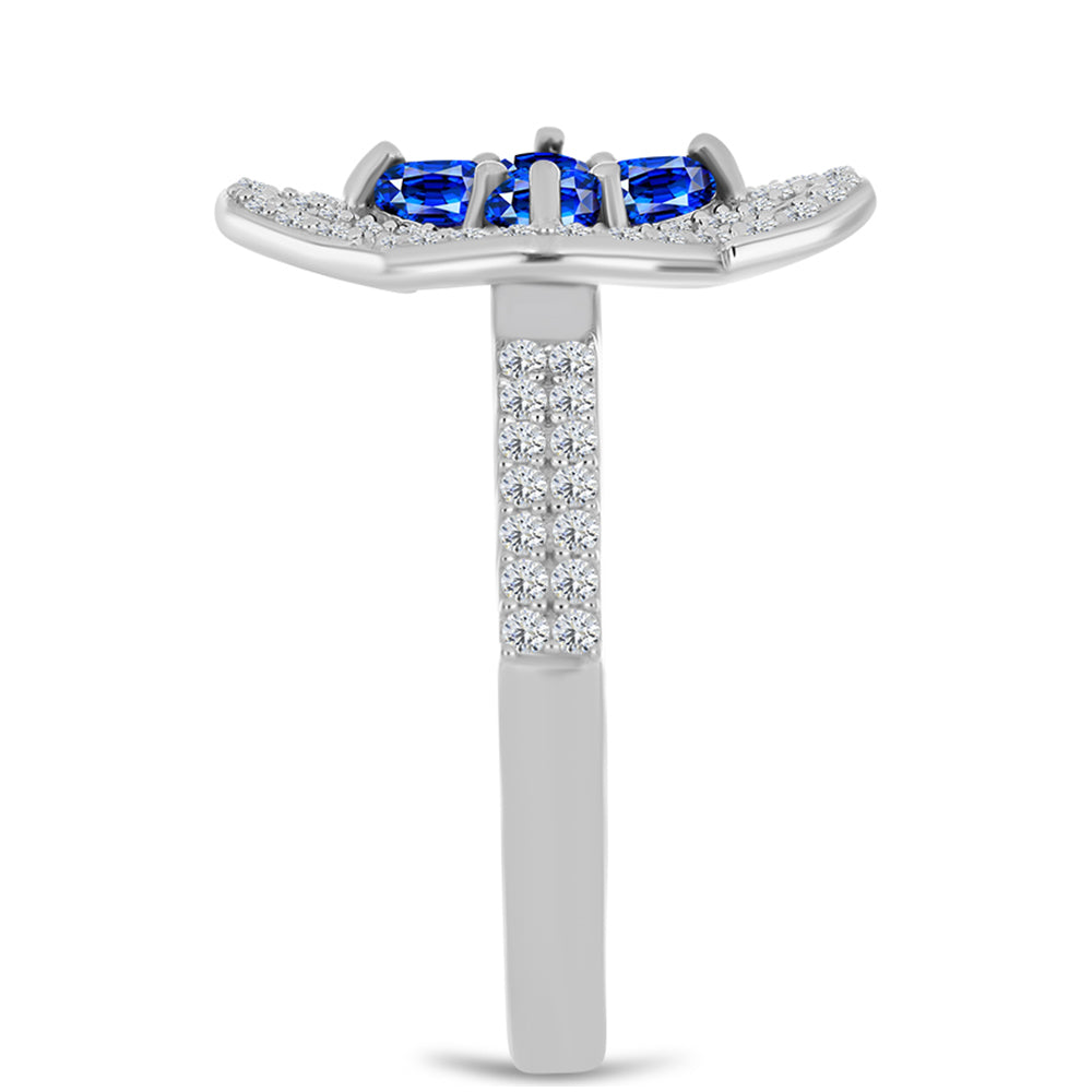 Anillo de Plata con Zafiro Azul Australiano y Topacio Blanco 4 