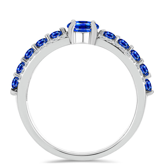 Anillo de Plata con Zafiro Azul Australiano y Topacio Blanco