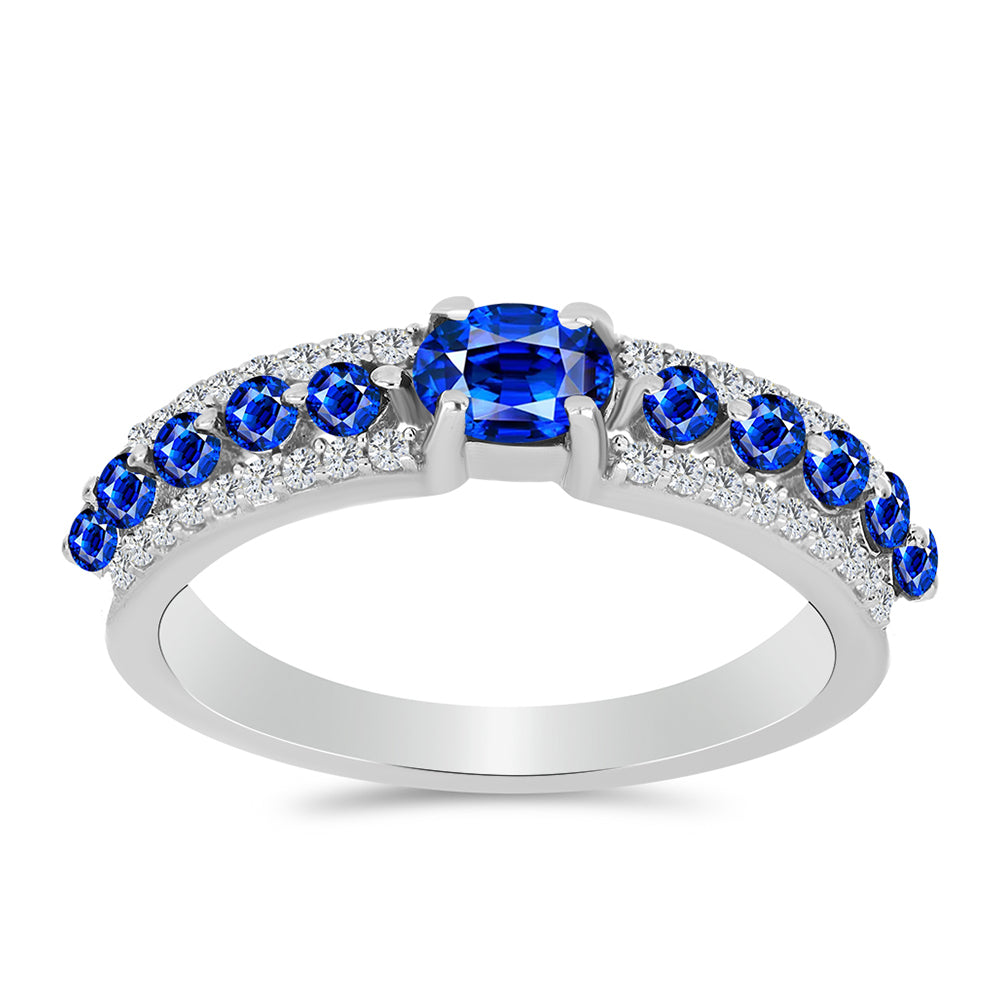 Anillo de Plata con Zafiro Azul Australiano y Topacio Blanco