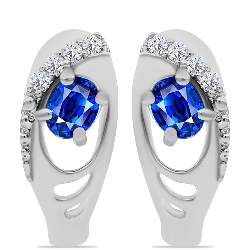 Pendientes de Plata con Zafiro Azul Australiano y Topacio Blanco 1 