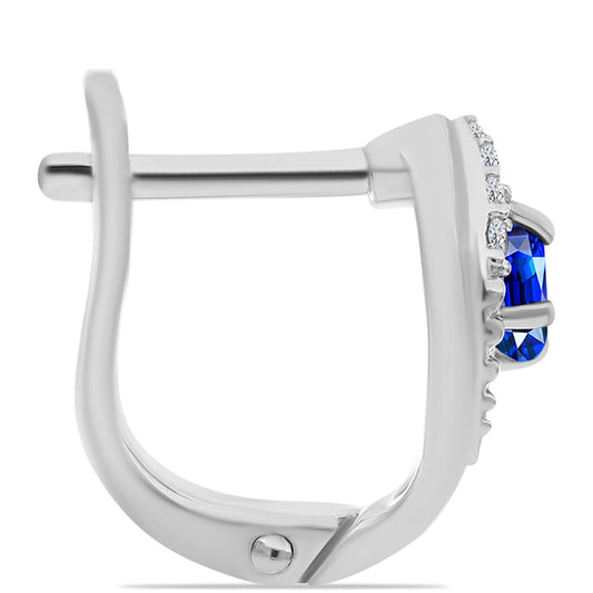 Pendientes de Plata con Zafiro Azul Australiano y Topacio Blanco