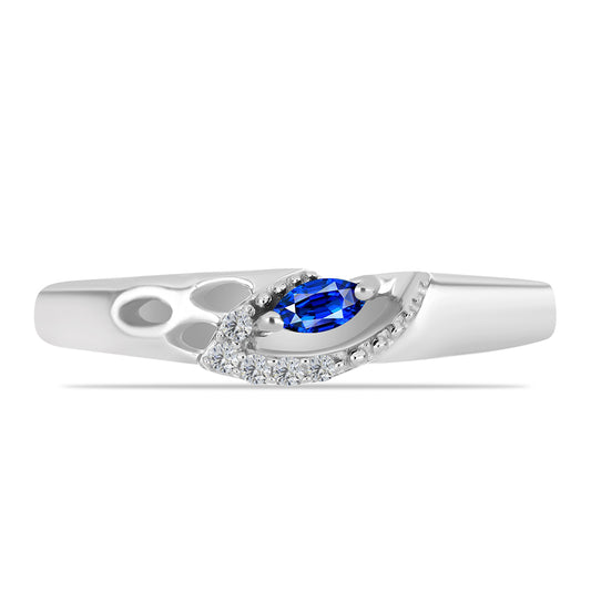 Anillo de Plata con Zafiro Azul Australiano y Topacio Blanco