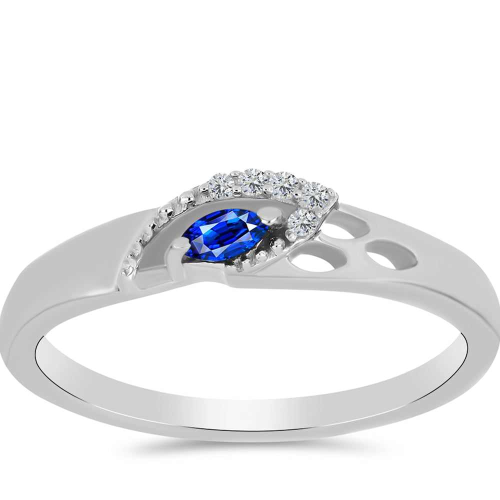 Anillo de Plata con Zafiro Azul Australiano y Topacio Blanco