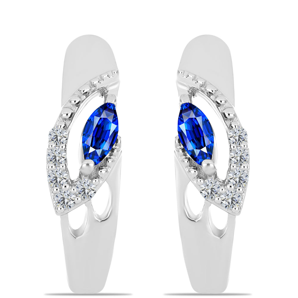 Pendientes de Plata con Zafiro Azul Australiano y Topacio Blanco 1 