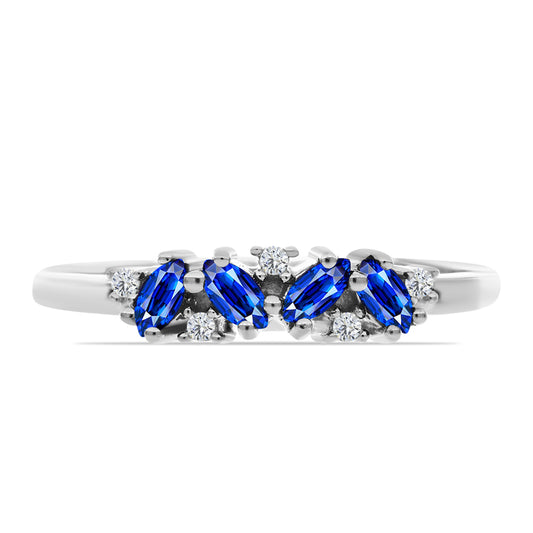 Anillo de Plata con Zafiro Azul Australiano y Topacio Blanco