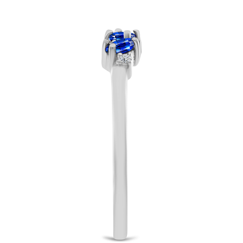 Anillo de Plata con Zafiro Azul Australiano y Topacio Blanco