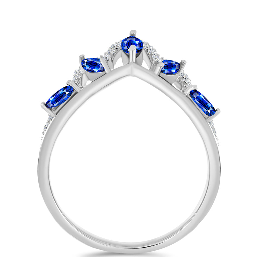 Anillo de Plata con Zafiro Azul Australiano y Topacio Blanco 2 