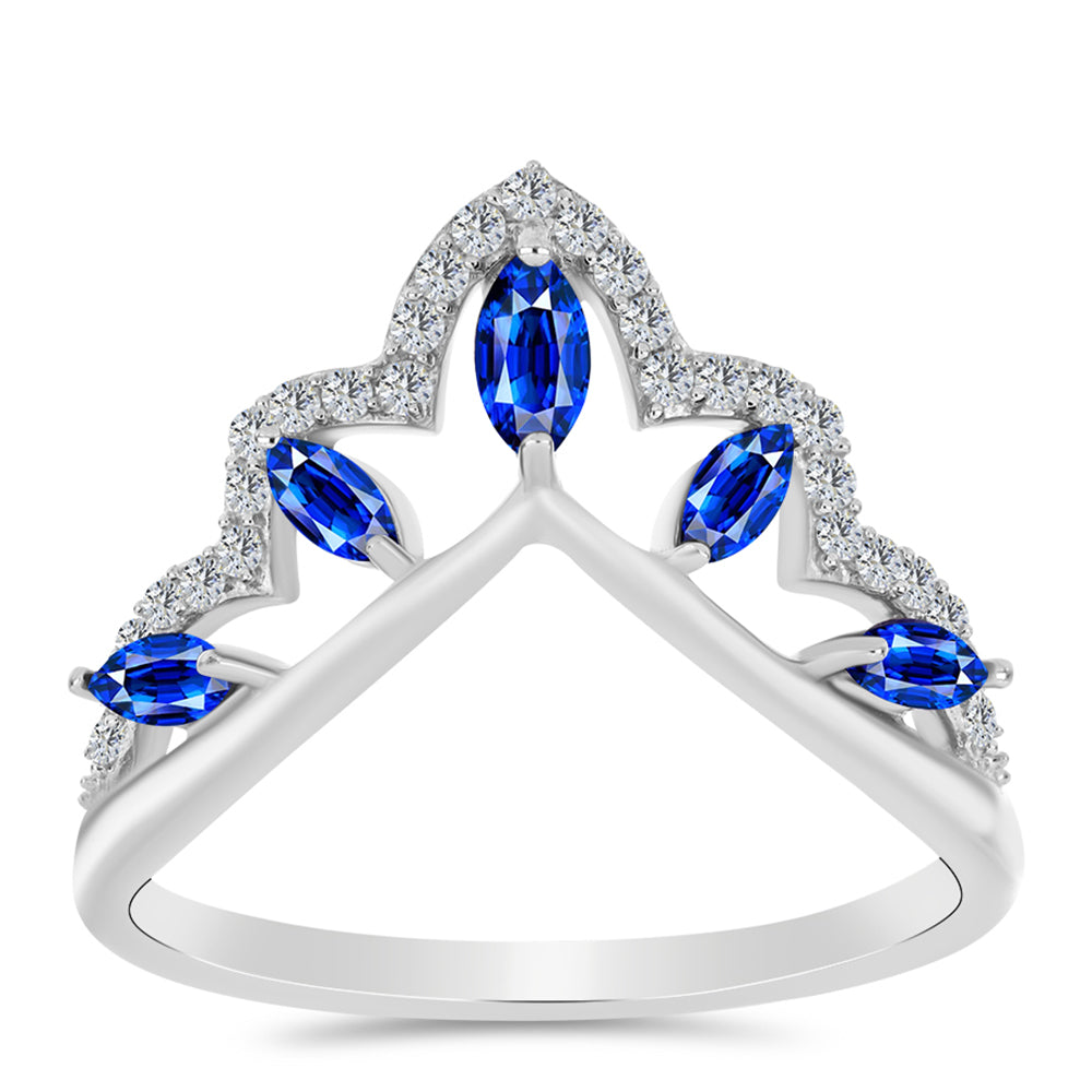 Anillo de Plata con Zafiro Azul Australiano y Topacio Blanco 3 