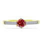 Anillo de Plata Bañada en Oro con Majestuosa moisanita roja y Topacio Blanco