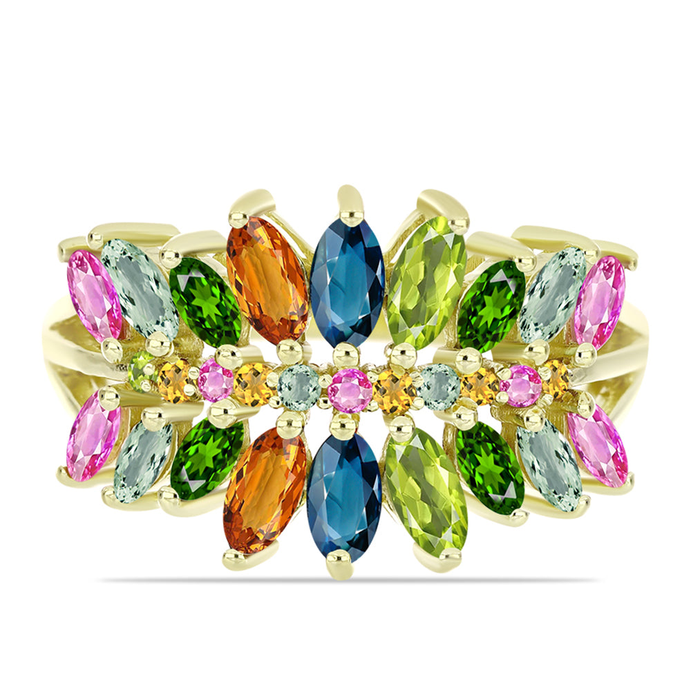 Anillo de Plata Bañada en Oro con Chakra Turmalina 1 