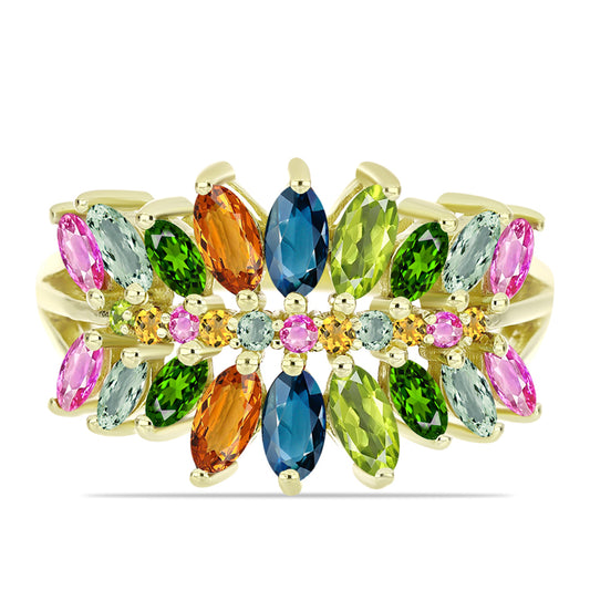 Anillo de Plata Bañada en Oro con Chakra Turmalina